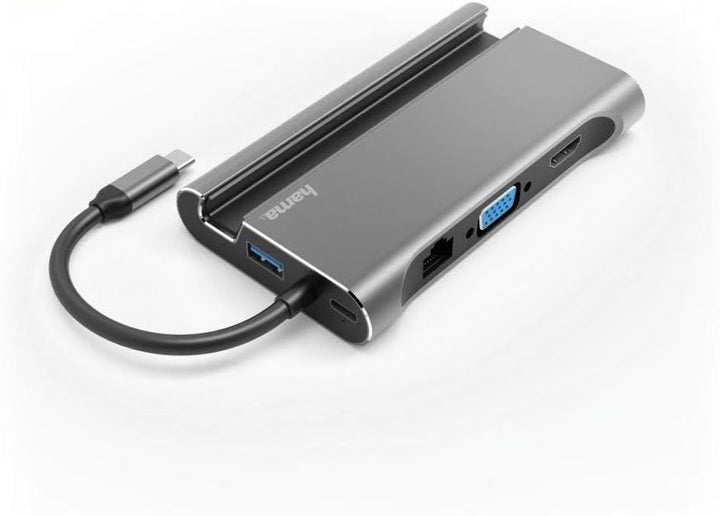 Hama USB-C 7 in 1 Dockingstation 3X USB 3.1 HDMI, VGA, LAN, USB- C (PD), 135764, grau