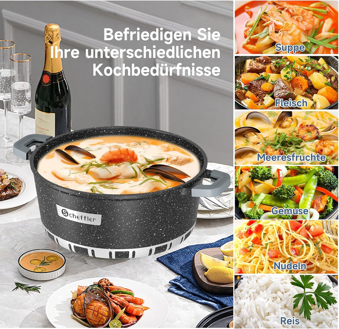 Scheffler Topf Induktions Kochtopf mit Deckel, Antihaftbeschichtung, 32cm/11L, für alle Herdarten, A