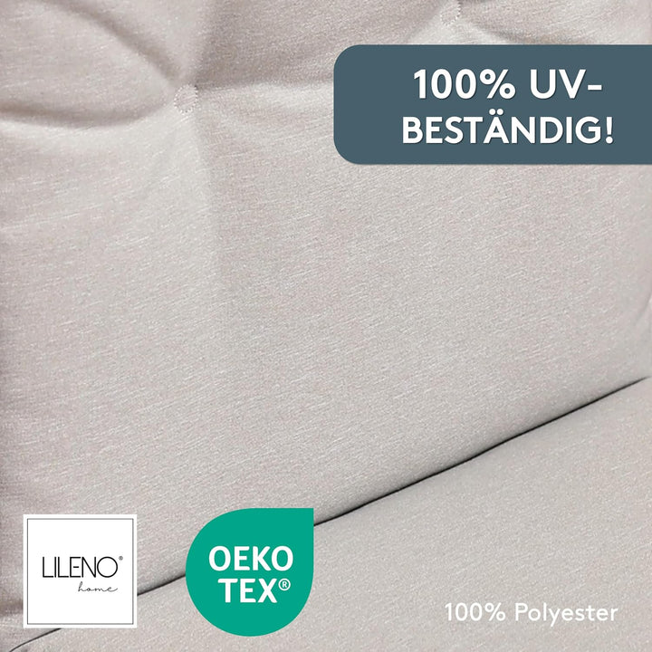 LILENO HOME Gartenstuhl Auflagen [2er Set - Hochlehner] in Beige - Bequeme Liegen als Sitzauflagen f