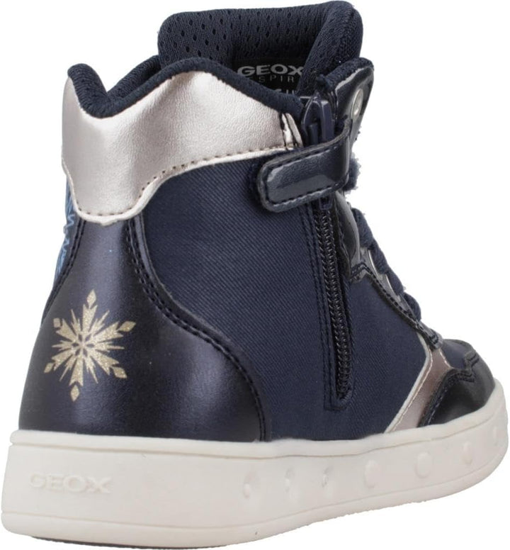 Geox Mädchen J Skylin Girl E Sneakers 34 EU Navy Platinum, 34 EU Navy Platinum
