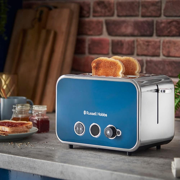 Russell Hobbs Toaster [für 2 Scheiben] Distinctions Edelstahl Ocean Blue (extra breite Toastschlitze