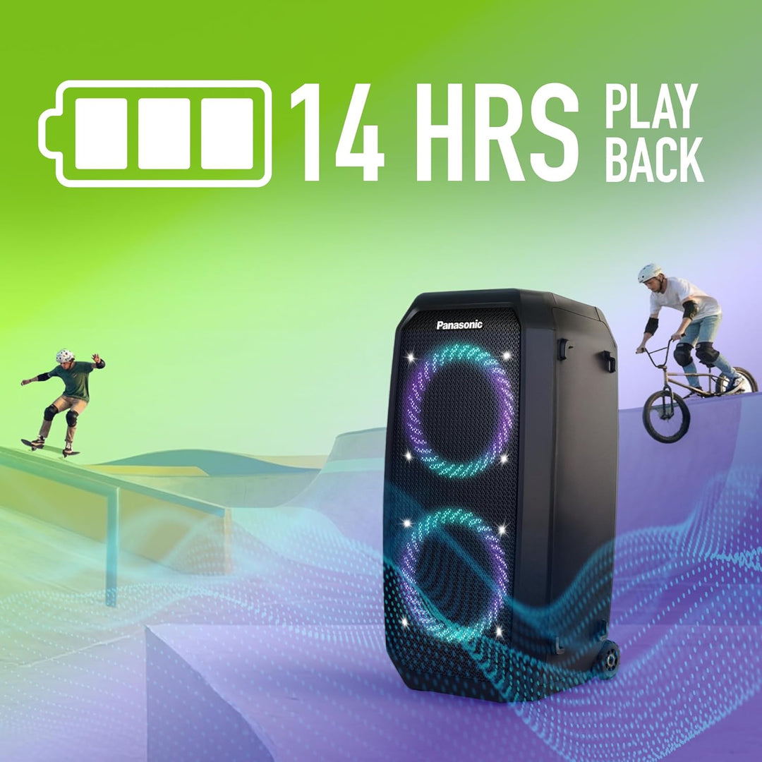 Panasonic SC-BMAX30 tragbarer Party-Lautsprecher mit Bluetooth, integrierter Beleuchtung, Bass Refle