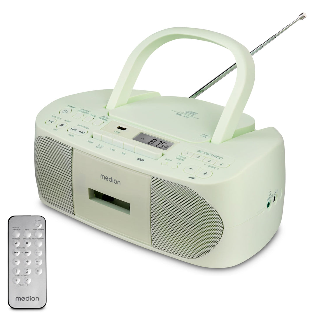 MEDION E65010 Stereoradio (CD-Player, Kassette, USB Anschluss, AUX Audioeingang, MP3-Widergabe. UKW