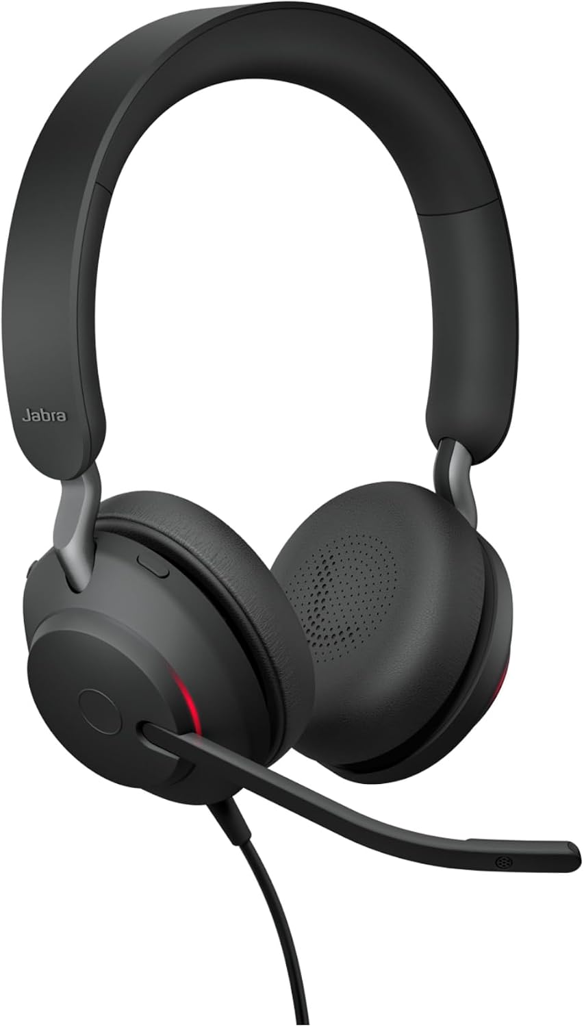 Jabra Evolve2 40 PC Headset – Noise Cancelling UC Certified Stereo Headphones With 3-Microphone Call