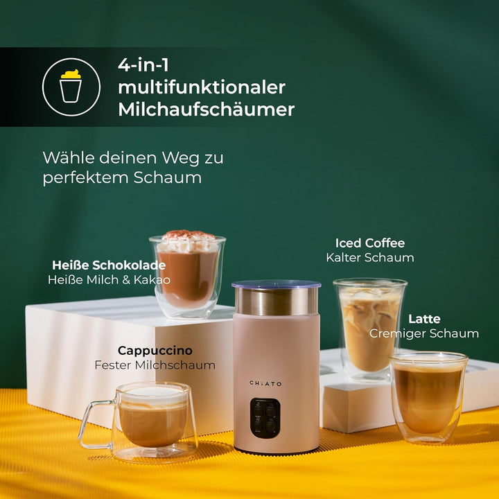 milkPLAY Milchaufschäumer Elektrisch & Milchschäumer - 4- in-1 Milk Frother, Milchkocher & Milchwärm
