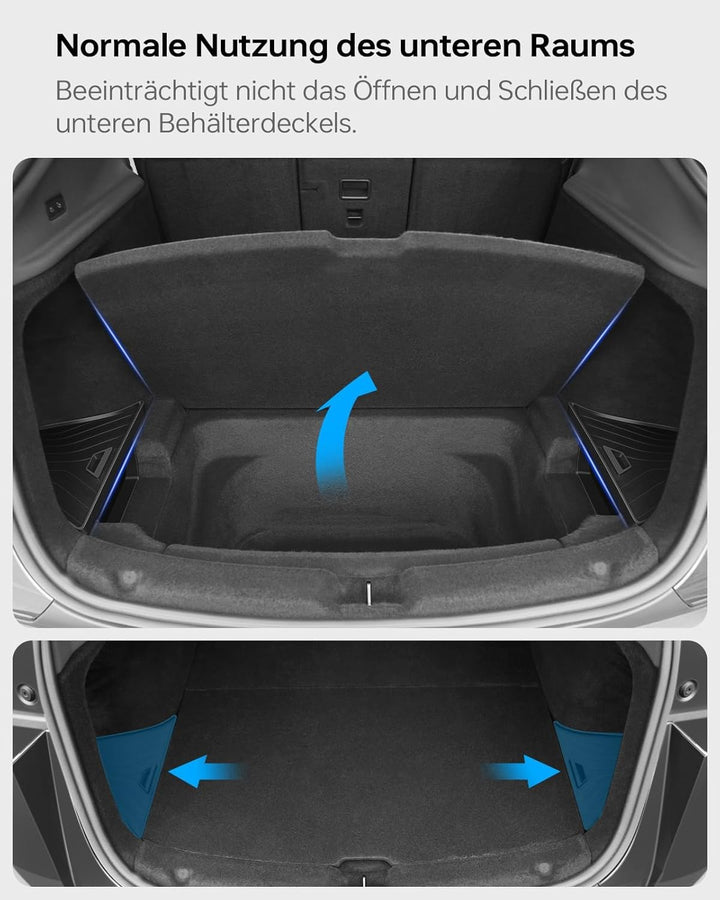 Kofferraum-Organizer für Tesla Model Y Juniper 2025 2026 2er Set mit Deckel – Wasserdicht, 1:1 Passf