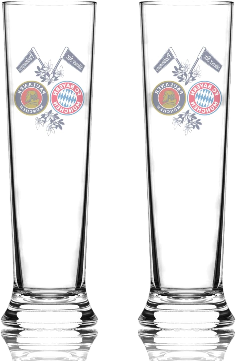 FC Bayern München Pilsstange - Doppellogo - 2er Set Pilsglas Bierglas Glas FCB