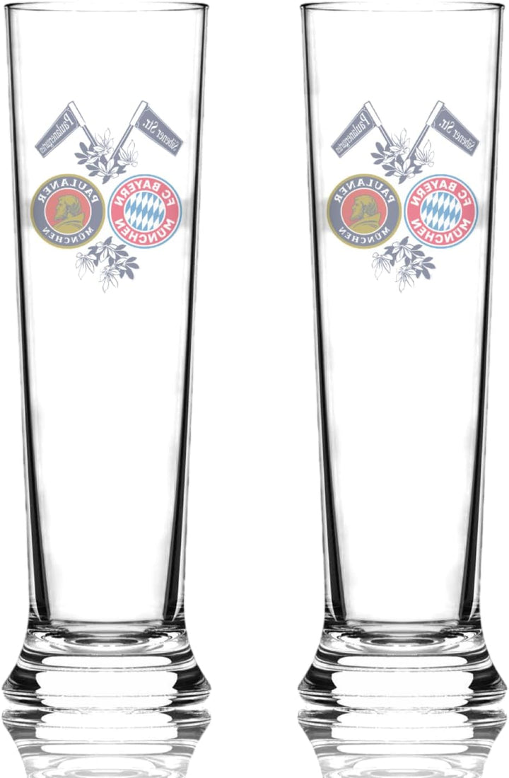 FC Bayern München Pilsstange - Doppellogo - 2er Set Pilsglas Bierglas Glas FCB