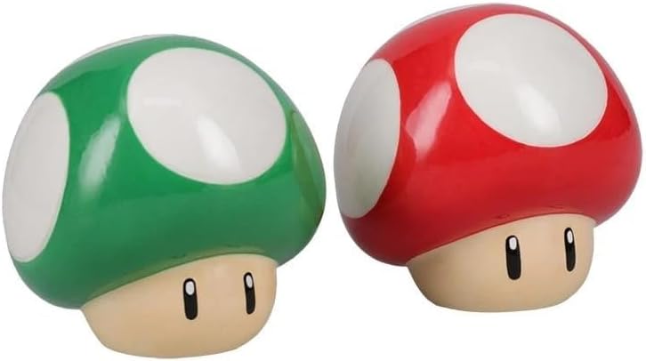 Super Mario Brothers Pilz- und Pfefferstreuer, offizielles Lizenzprodukt, Nintendo rot und grün, 1-U