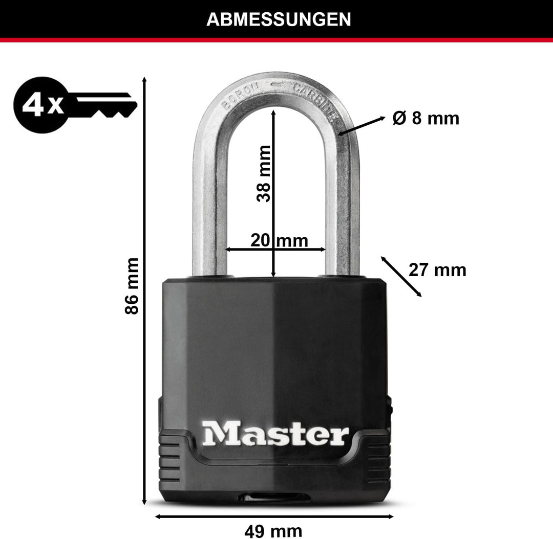MASTER LOCK Hochleistungsvorhängeschloss [Schlüssel] [Beschichteter laminierter Stahl] [Wetterfest]