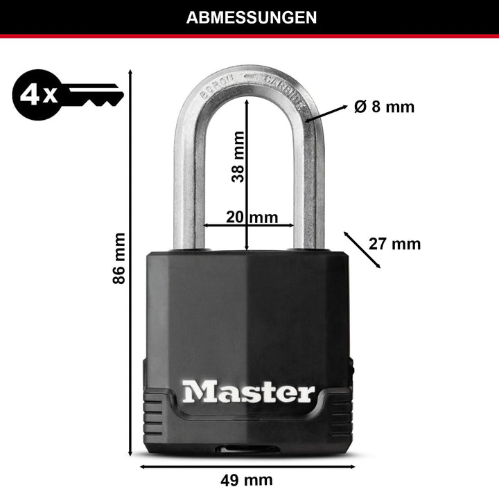 MASTER LOCK Hochleistungsvorhängeschloss [Schlüssel] [Beschichteter laminierter Stahl] [Wetterfest]