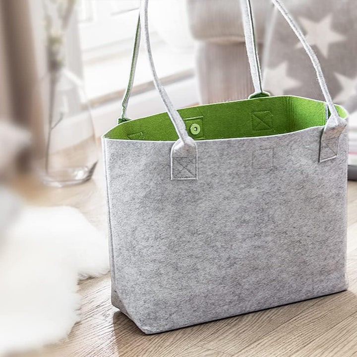 Filzeinkaufstasche Grau & Grün (15L) Damen Shopper Greta Tragetasche Filztasche Shopper Handtasche g