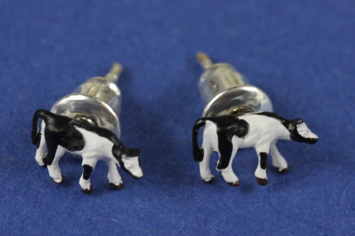 Miniblings Kuh Kühe Bauernhof Ohrstecker schwarz weiss winzig - Handmade Modeschmuck I Ohrringe Stec