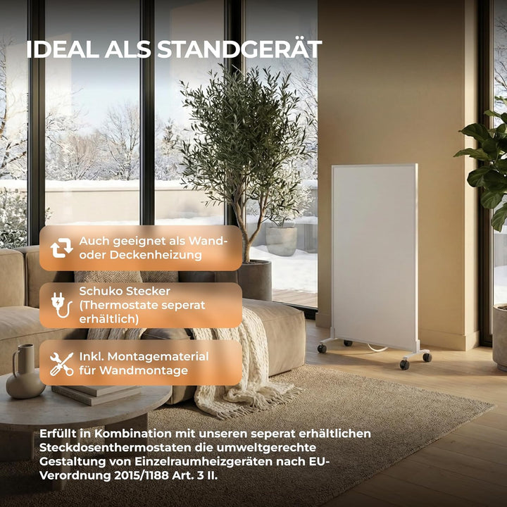 BR Bringer Infrarotheizung Standgerät - 1000 Watt - Energiesparend - Mobile Elektroheizung mit Stand