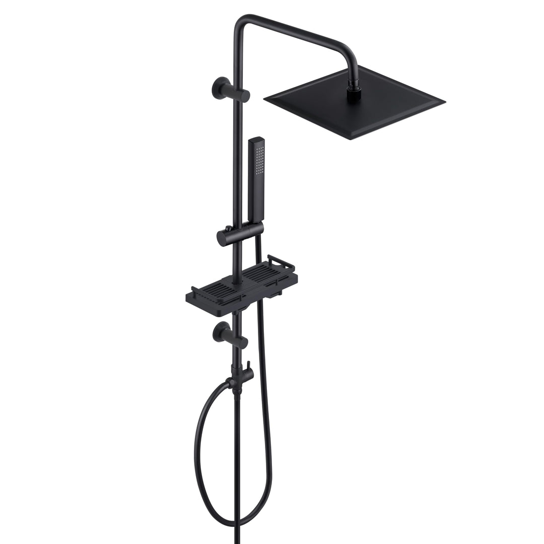 Görbach Regendusche Duschsystem mit Ablage,Wassersparend,Edelstahl Duschset ohne Armatur mit Eckig K