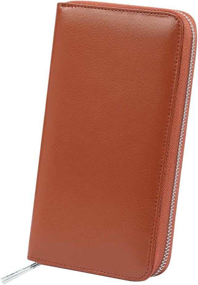 Cynure RFID-blockierender Kartenhalter für Damen, 36 Fächer, gross, lang, Leder, Reissverschluss, Sc