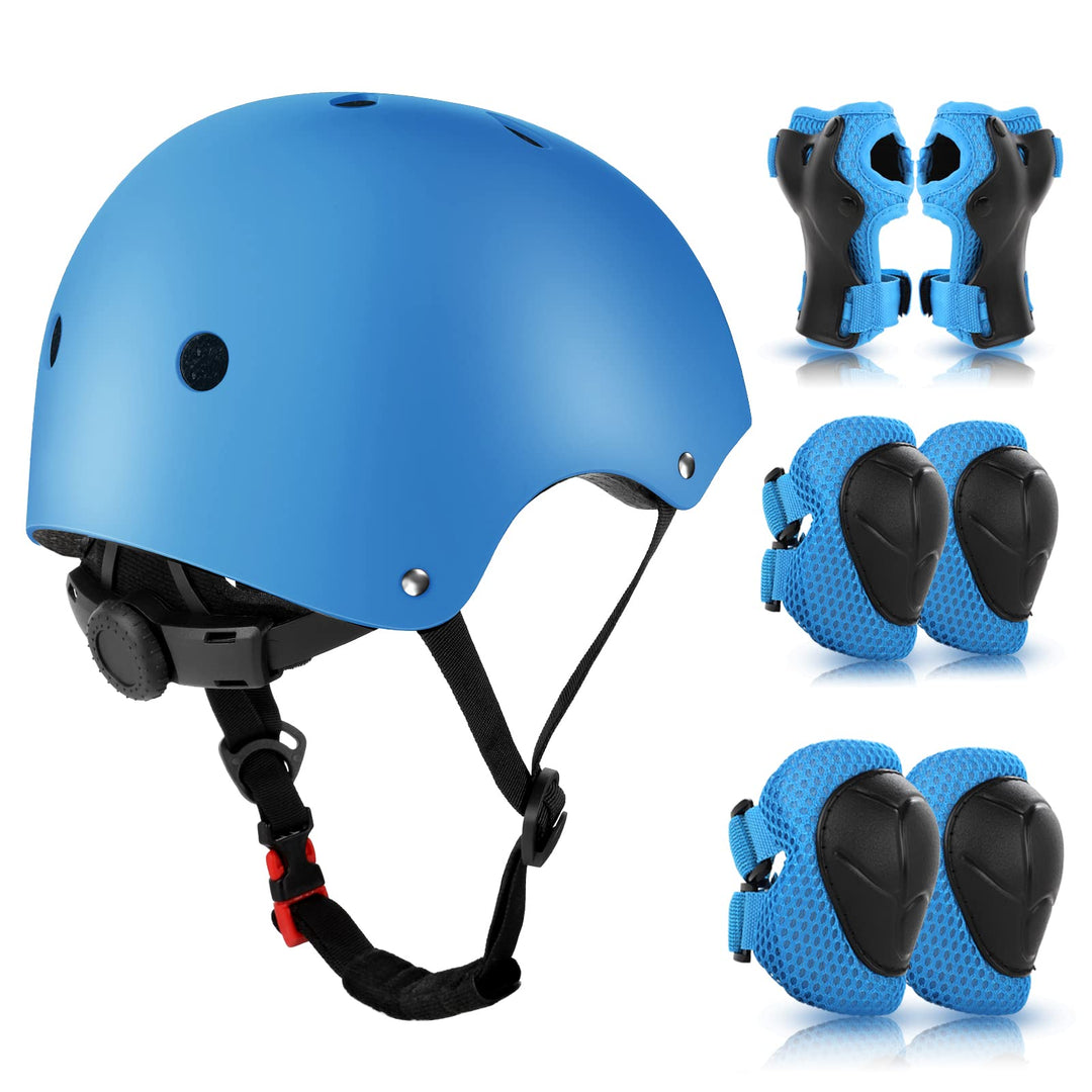 WayEee Knieschoner Kinder mit Helm, Schonerset Kinder 3-10 Jahre, Knieschützer Inliner Kinder Schutz