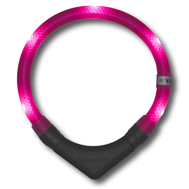 LEUCHTIE® Leuchthalsband Plus hotpink Grösse 40 I LED Halsband für Hunde I 100 h Leuchtdauer I wasse