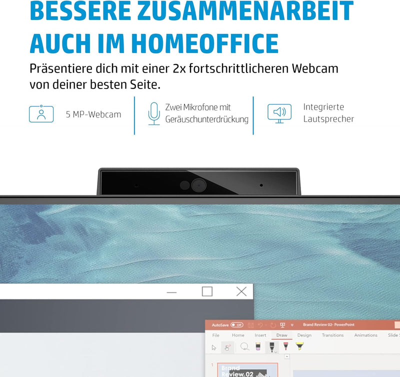 HP M24 Webcam Monitor - 24 Zoll Bildschirm, Full HD IPS, 75Hz, 5ms Reaktionszeit, AMD FreeSync, HDMI