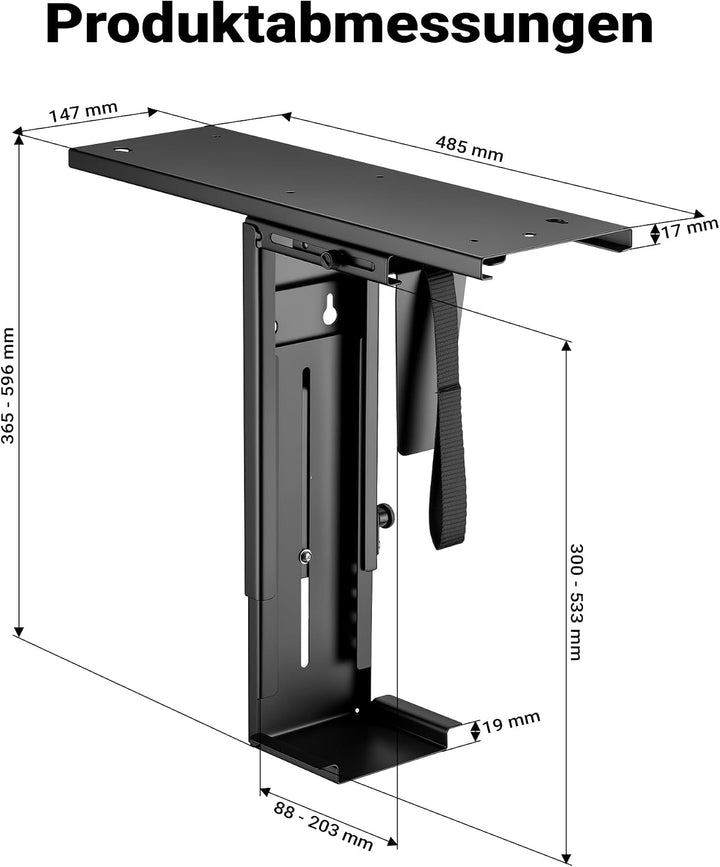 Wiltec Untertisch PC-Halterung mit Gleitschiene 360° Schwenkbar für Computer-Gehäuse bis 10kg, mit G