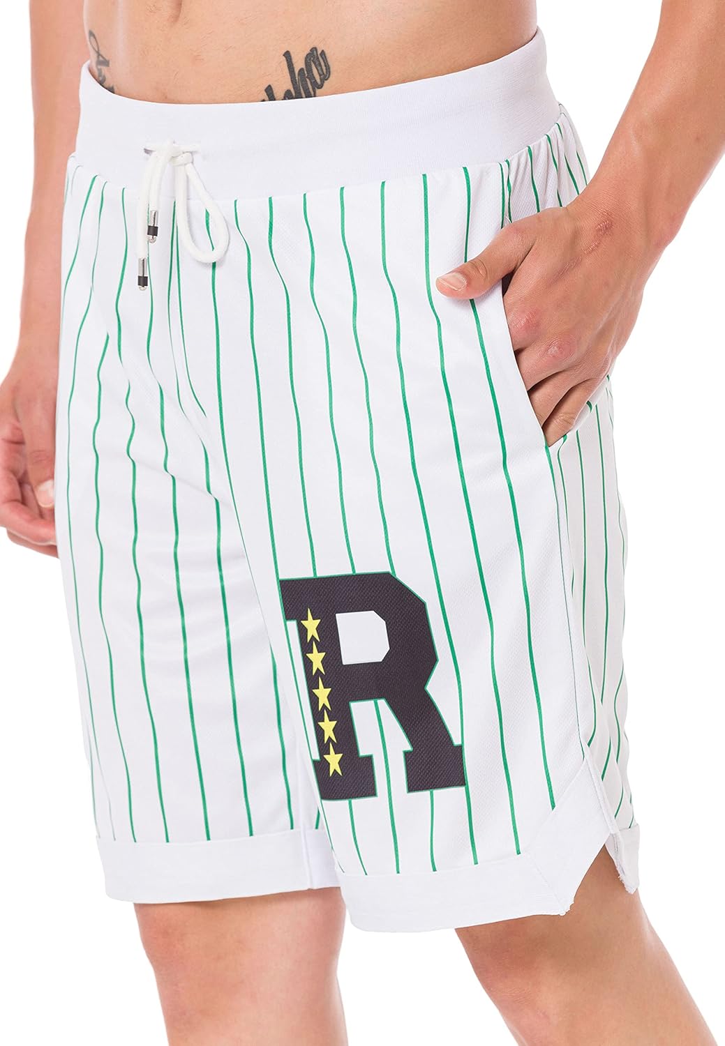 Redbridge Herren Baseball Shorts Big R, Weiss-grün
