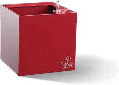 Flower lover Pflanzgefäss mit Bewässerungssystem Cubico, Rot, 27 x 27 x 27 cm, Rot
