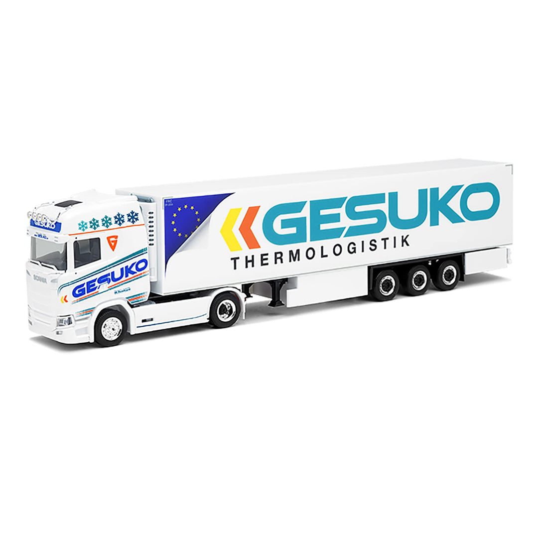 herpa 313780 Scania CS 20 HD Kühlkoffer-Sattelzug „GESUKO“ Model, Multicolor, 1:87