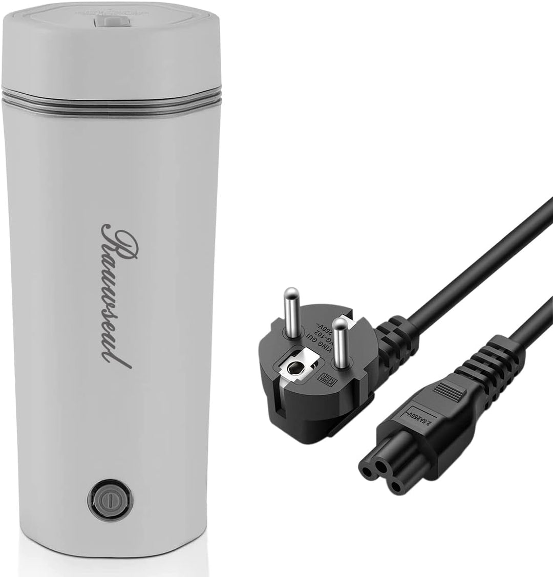 Rauwseul Reise-Elektrisch-Wasserkocher, 450 ml tragbarer Mini-Heizbecher, 3 in 1 Mini-Thermoskanne 3