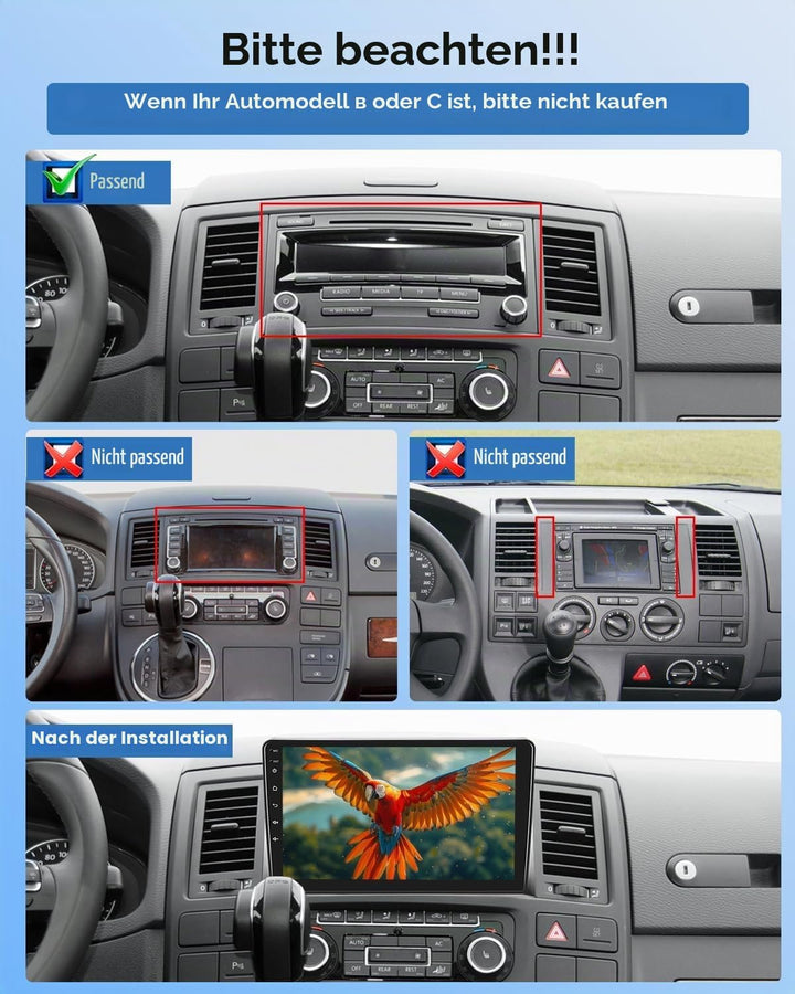 NHOPEEW 2G+64G Android Autoradio für VW T5 Multivan 2008-2015 - Drahtlos Carplay &amp; Android Auto - 9