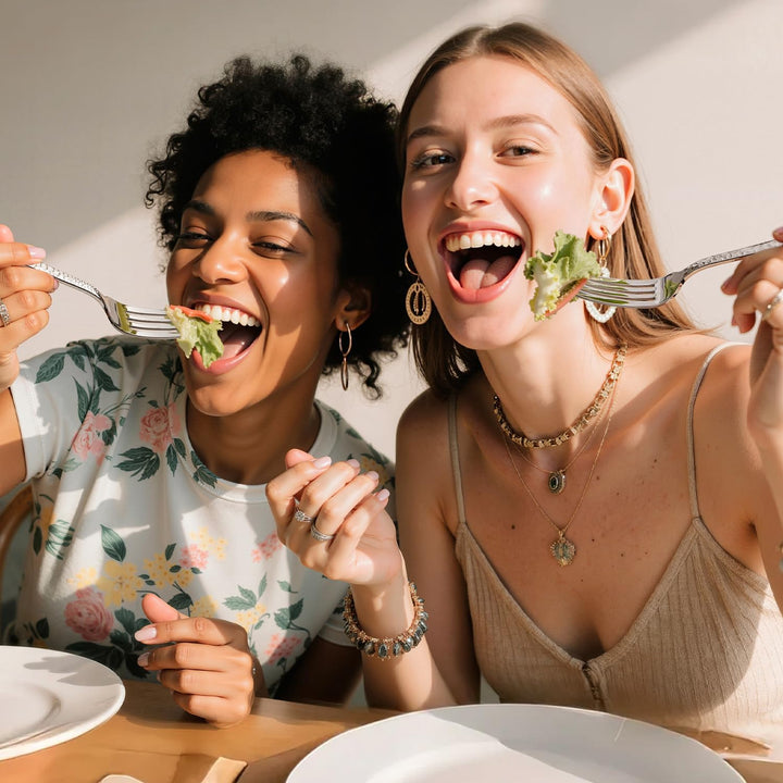HIKAA Besteck Set 4 Personen aus Gehämmert, 20-Teilig Essbesteck 18/10, Edelstahl Besteckset für Zuh