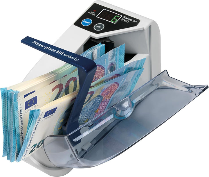 Safescan 2000 Tragbare Geldzählmaschine, zählt sortiert Geldscheine - Banknotenzähler für unterwegs