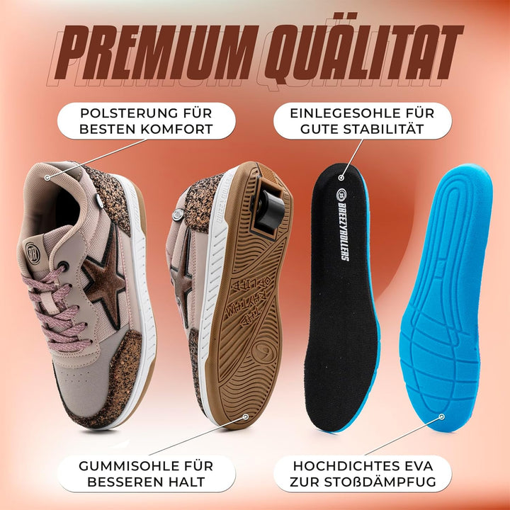 BREEZY ROLLERS Schuhe mit Rollen für Kinder I Rollschuhe-Sneaker Kids I Von Kinder Strassen-Schuhen