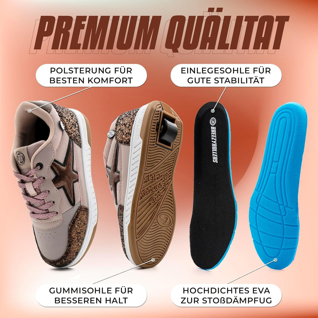 BREEZY ROLLERS Schuhe mit Rollen für Kinder I Rollschuhe-Sneaker Kids I Von Kinder Strassen-Schuhen