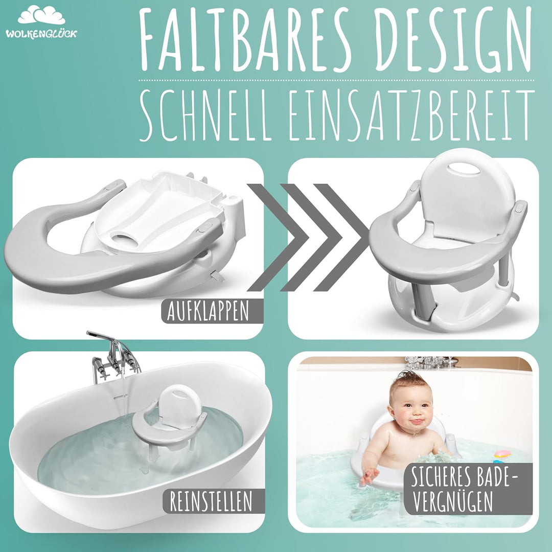 Badewannensitz Baby ab 6 Monate - ergonomischer Anti-Rutsch-Badesitz mit starken Saugnäpfen für Dusc