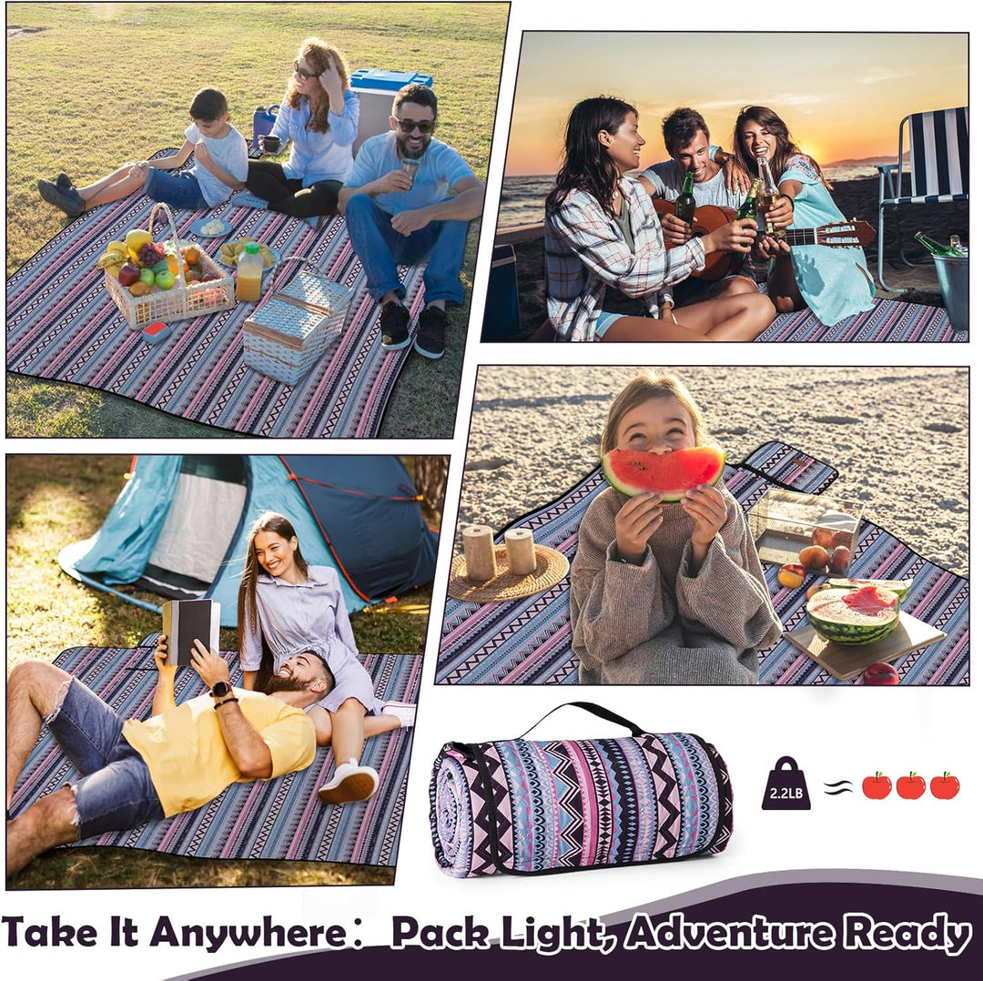 Picknickdecke wasserdicht, Extra grosse Picknickmatte 200x200 cm, sandabweisend waschbar Camping Str