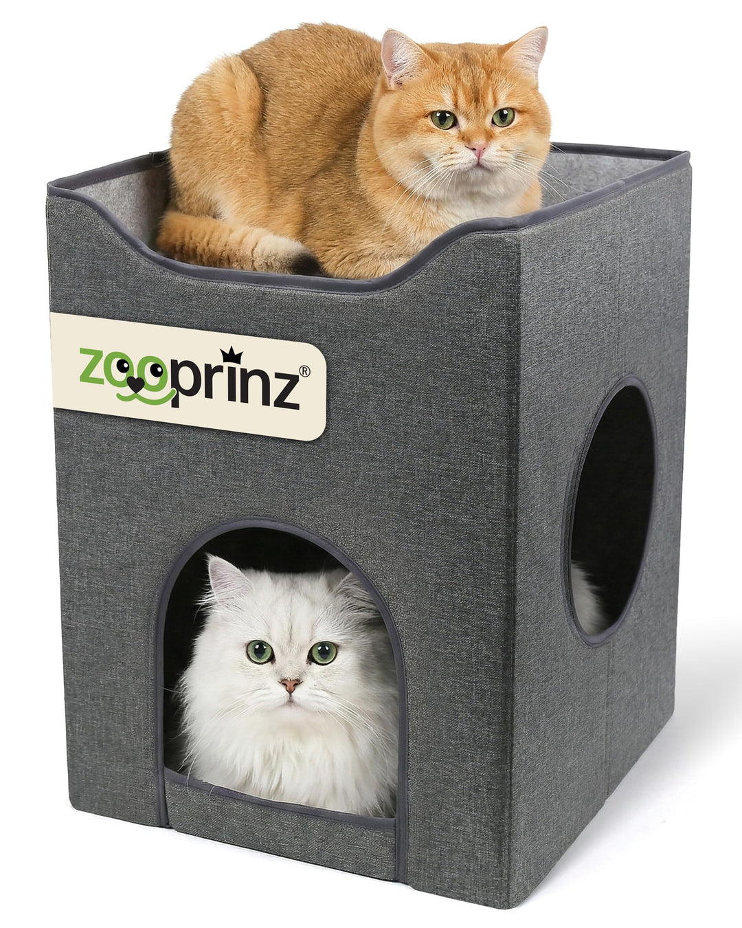 zooprinz Katzenhöhle 36x36x46,5 cm anthrazit mit Kissen | Cat Cave und Kuschelhöhle, Katzenbett für