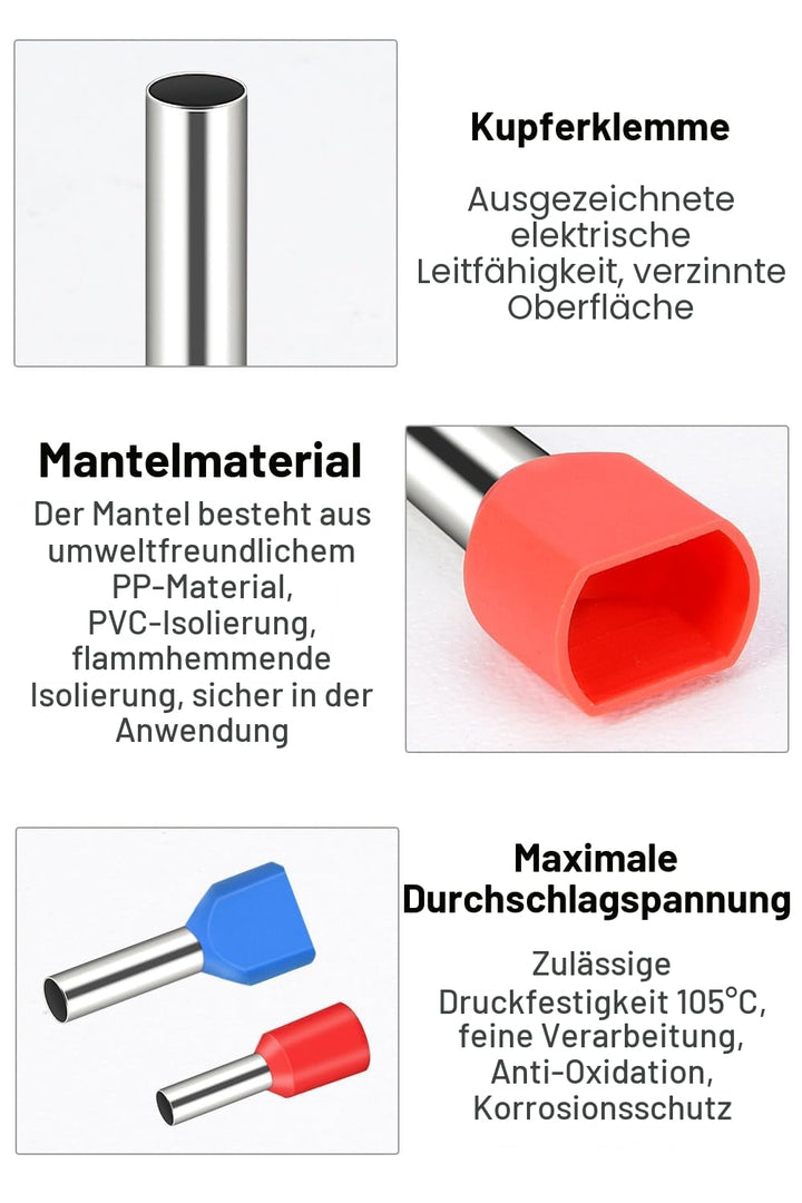 Lytool Twin Aderendhülsen Set - Zwillingaderendhülsen Set Doppelte Aderendhülsen 1200 Teile (0,3-16m