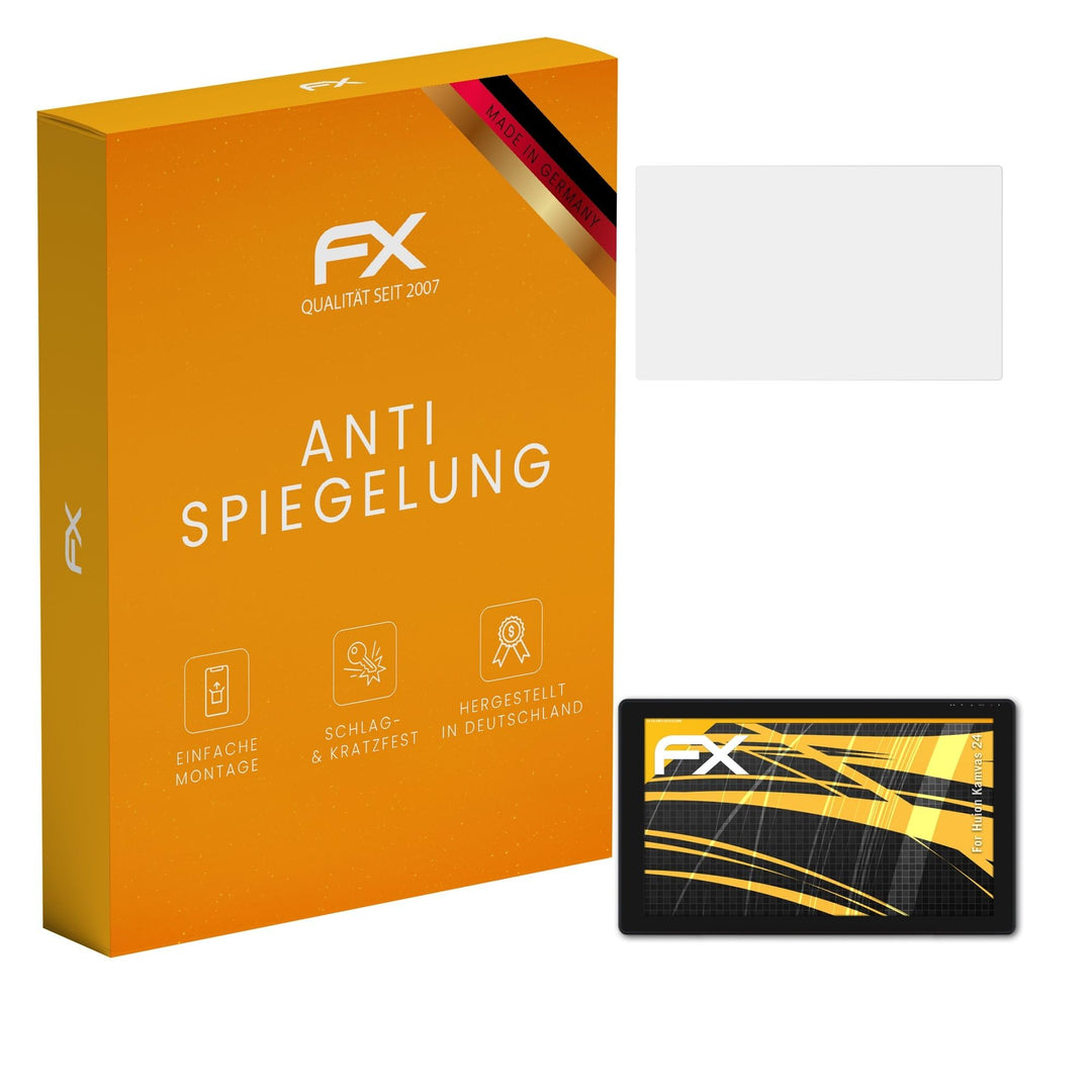 atFoliX Panzerfolie kompatibel mit Huion Kamvas 24 Schutzfolie, entspiegelnde und stossdämpfende FX