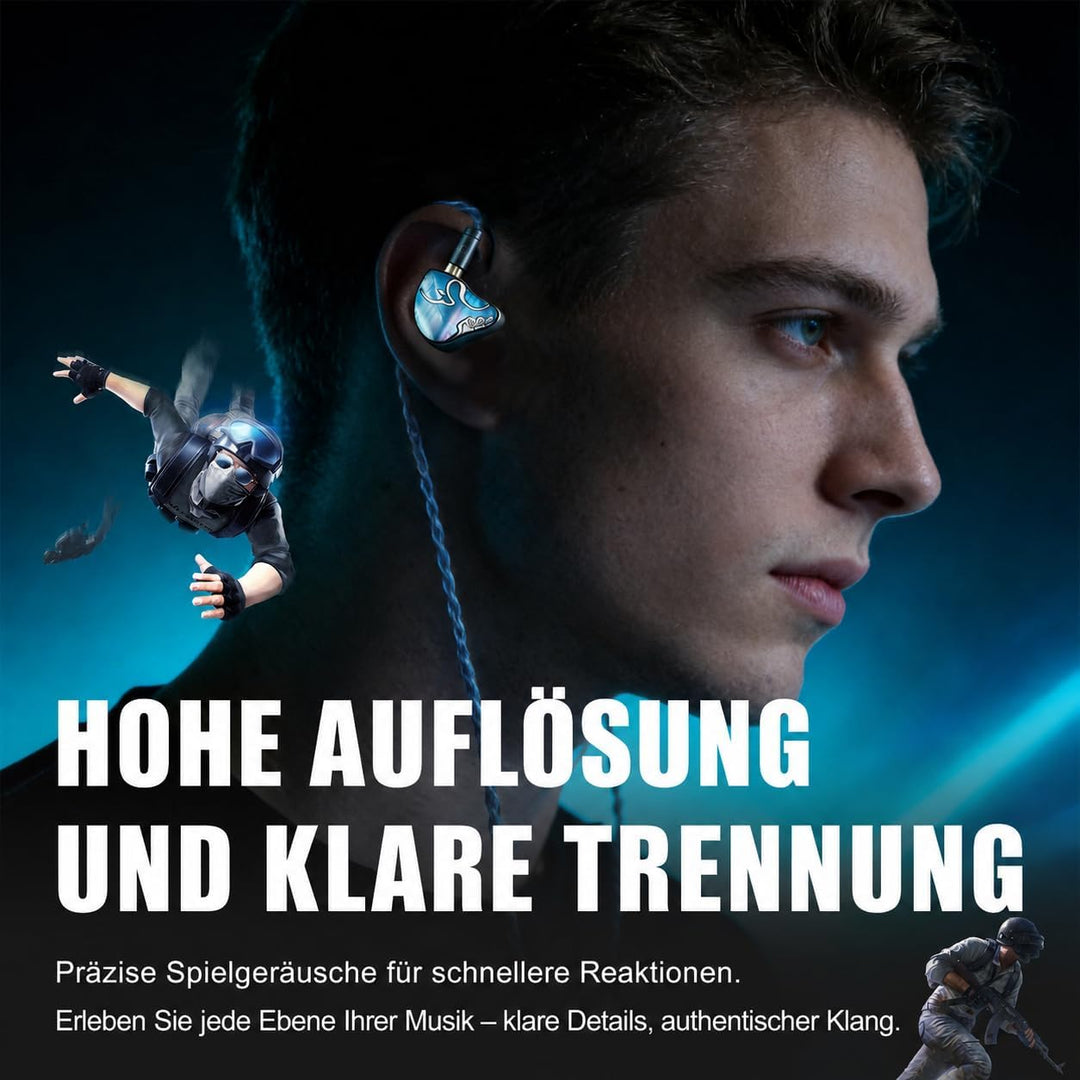JUZEAR Defiant Game Fidelity Edition Gaming-IEM, 1DD+3BA, 3,5mm/USB-C | Klare Ortung, Kabelmikrofon