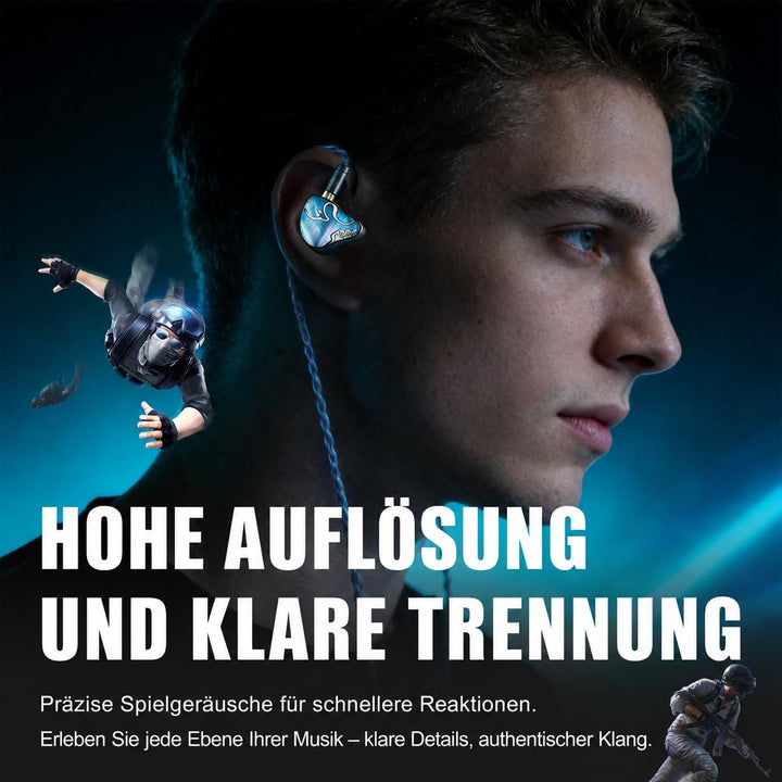 JUZEAR Defiant Game Fidelity Edition Gaming-IEM, 1DD+3BA, 3,5mm/USB-C | Klare Ortung, Kabelmikrofon