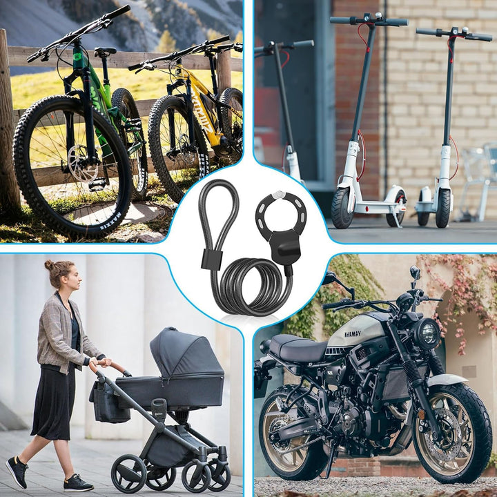 E-Scooter Schloss – 120cm Kabelschloss mit Schlüssel (14mm Dicke) – Hochsicherheits-Schloss für E-Ro