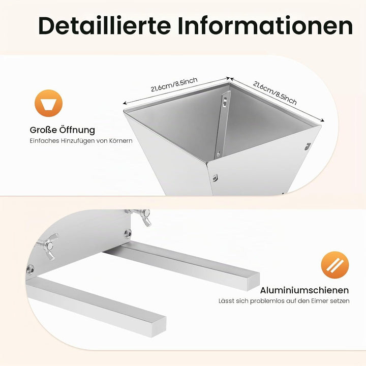 Manueller Getreidebrecher Quetsche 4L Malzmühle 2 Rollen-Schrotmühle Malz Mahlmaschine Flockenquetsc