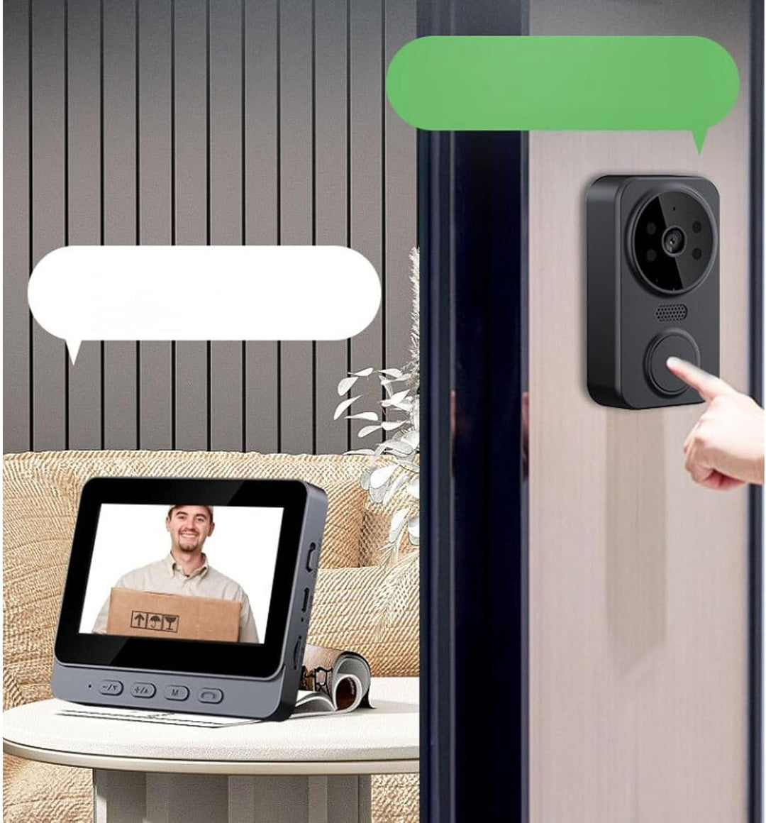 Video-Gegensprechanlage, Video-Türklingelkamera mit 4,3-Zoll-, Video-Türsprechanlage 8 MP HD-Kamera-