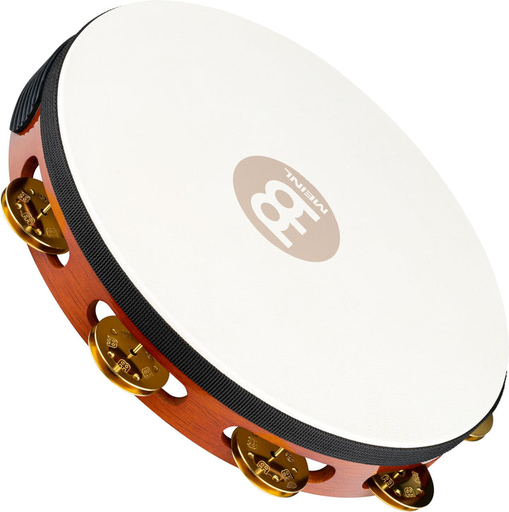 Meinl Percussion TAH1B-AB Headed Wood Tambourine mit Messingschellen (1-reihig), 25,40 cm (10 Zoll)