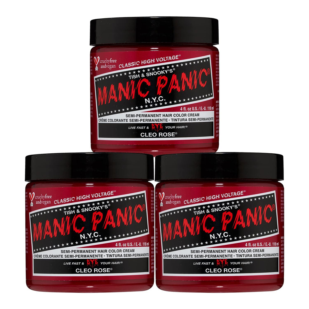 Manic Panic Cleo Rose Semi-permanente Haarfarbe, 113,4 ml, Rot Rot 118 ml (3er Pack), Rot 118 ml (3e