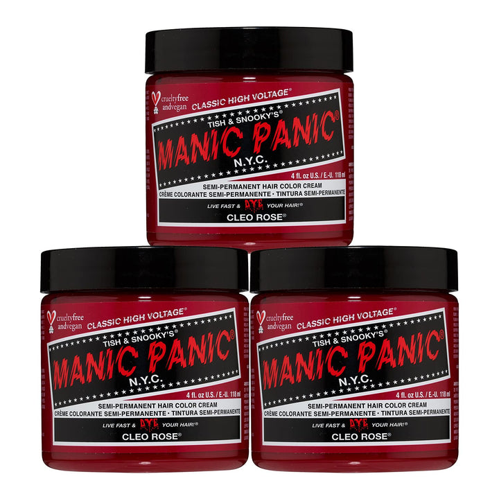 Manic Panic Cleo Rose Semi-permanente Haarfarbe, 113,4 ml, Rot Rot 118 ml (3er Pack), Rot 118 ml (3e