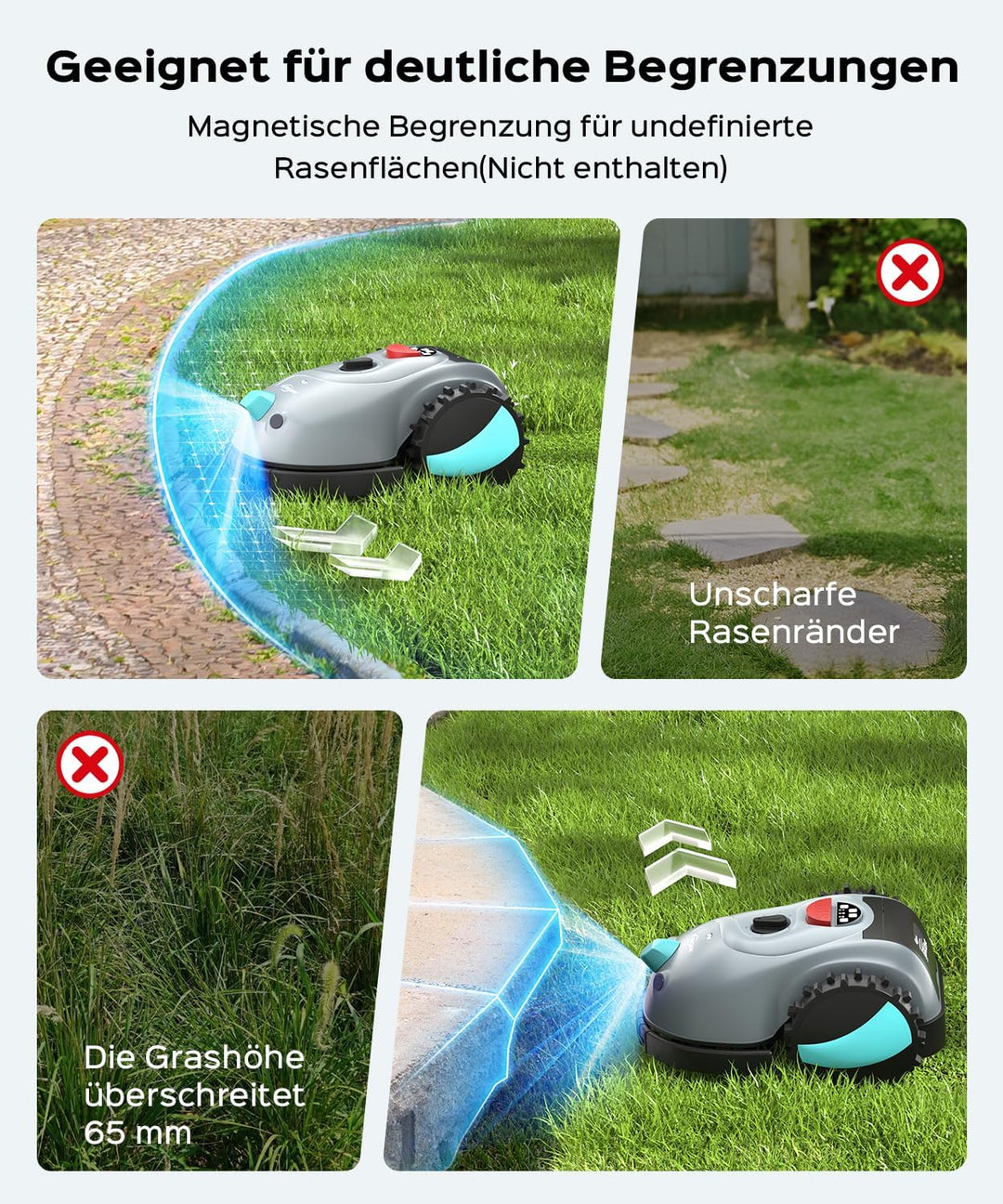 V100 Mähroboter ohne Begrenzungskabel, mit Vision Navigation, Spiralschnitt, 150 Hinderniserkennung,