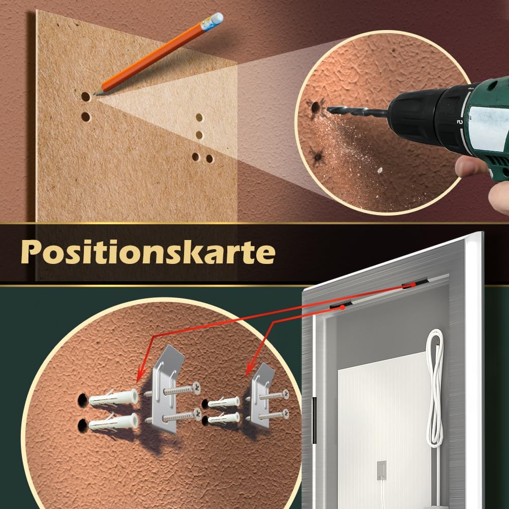 GANPE LED Badezimmer Spiegel, Make-up Eitelkeits Spiegel Wand montiert, 6500K High Lumen LED, Anti N