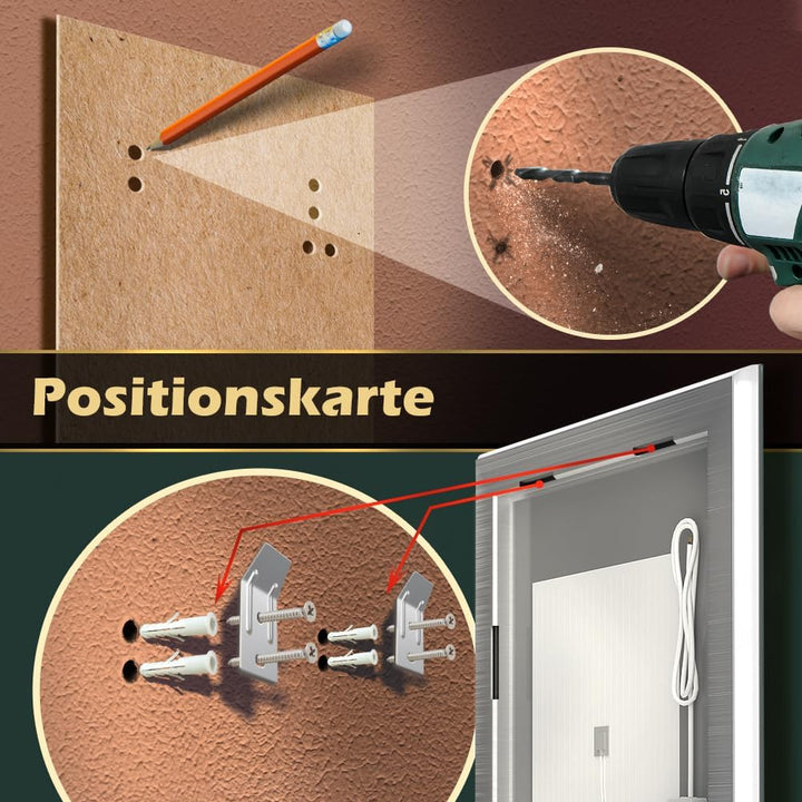 GANPE LED Badezimmer Spiegel, Make-up Eitelkeits Spiegel Wand montiert, 6500K High Lumen LED, Anti N