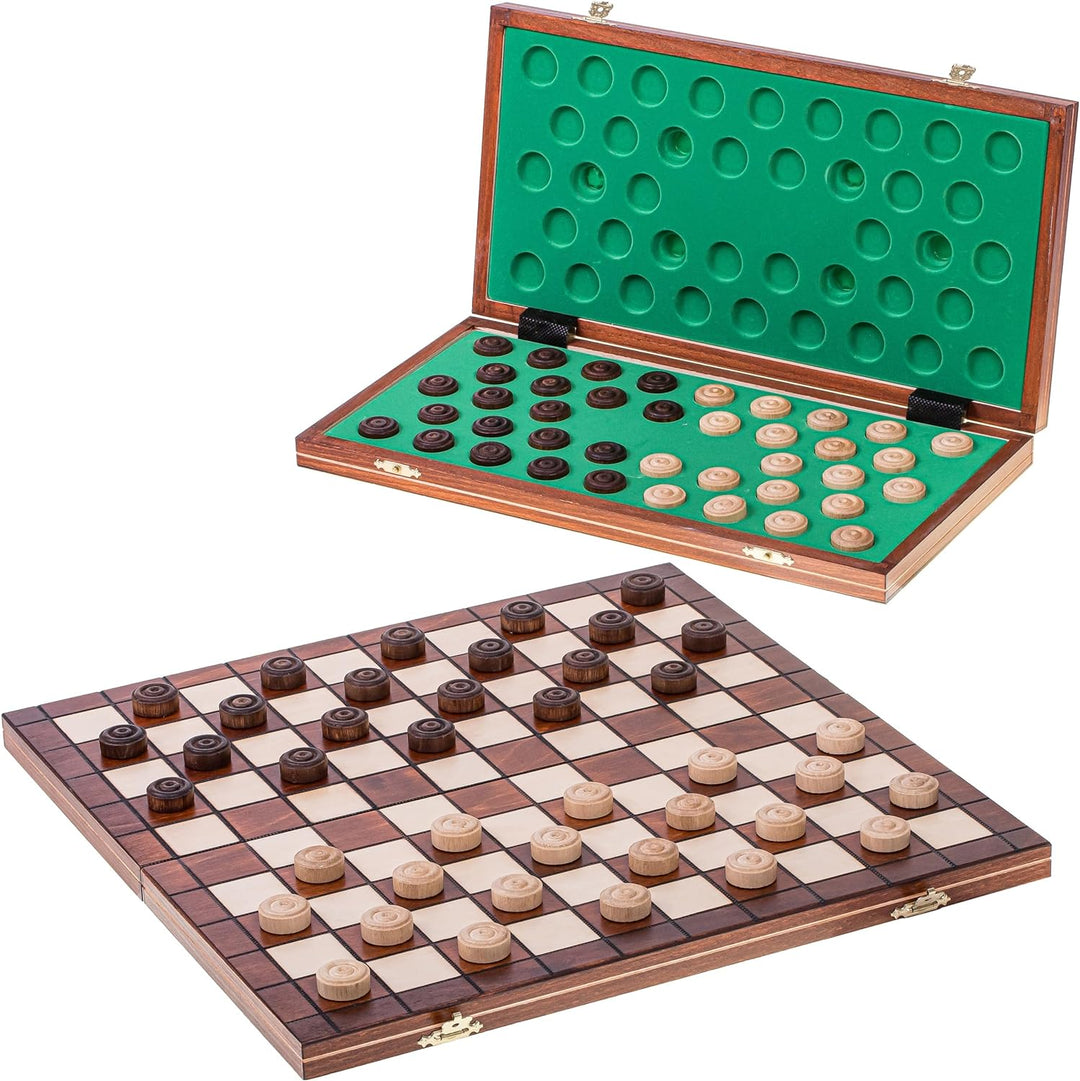 Square - Damespiel - 100 Feld - Dame Set aus Holz - Brett 40 x 40 cm